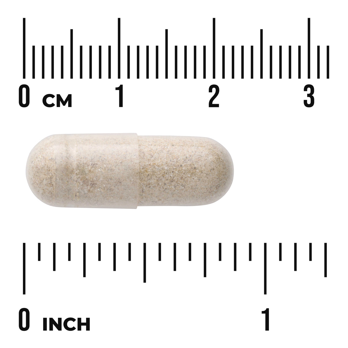 SW1044 | Beige capsule with size scale in centimeters and inches