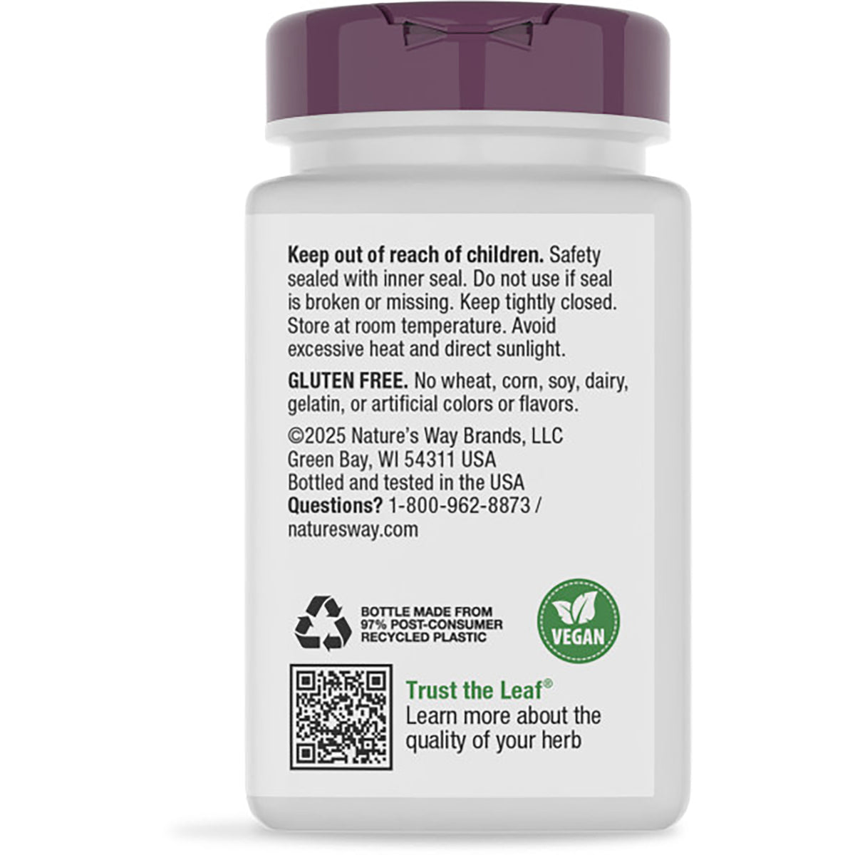 NW785 | Back label of brown supplement bottle showing Supports Blood Sugar Metabolism text, warnings and barcode