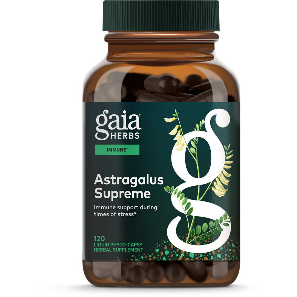GH136 | Gaia Herbs Astragalus Supreme bottle labeled Immune Support 60 vegan liquid phyto-caps herbal supplement