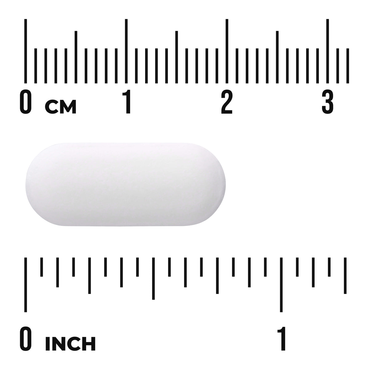SWU1082 | White oblong tablet shown with centimeter and inch rulers for size reference