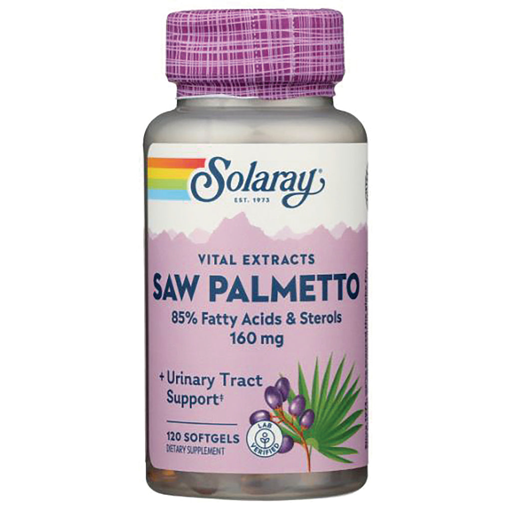 SLR402 | Solaray Vital Extracts Saw Palmetto 160 mg, 120 softgels, 85% fatty acids & sterols - Thumbnail