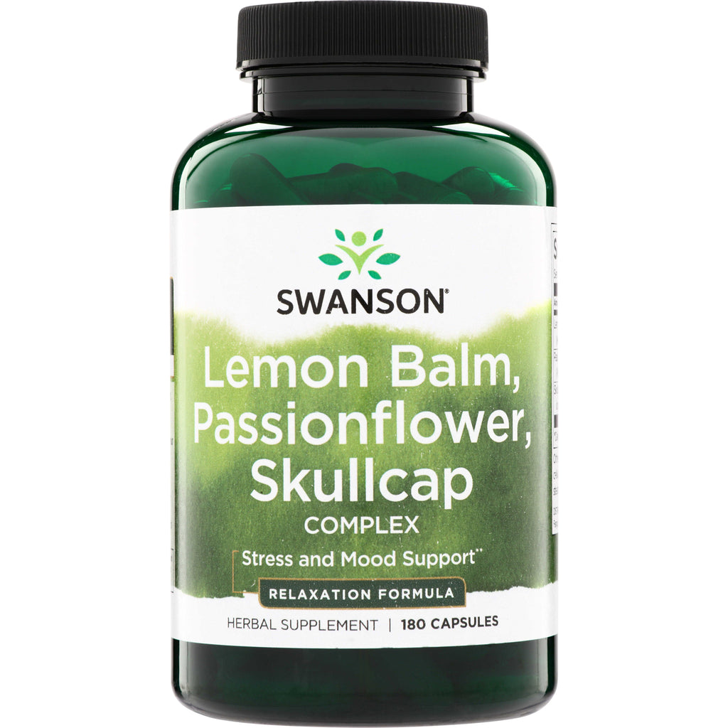 SW1712 | Swanson Lemon Balm, Passionflower, Skullcap Complex, Relaxation Formula, 180 capsules, Stress and Mood Support - Thumbnail