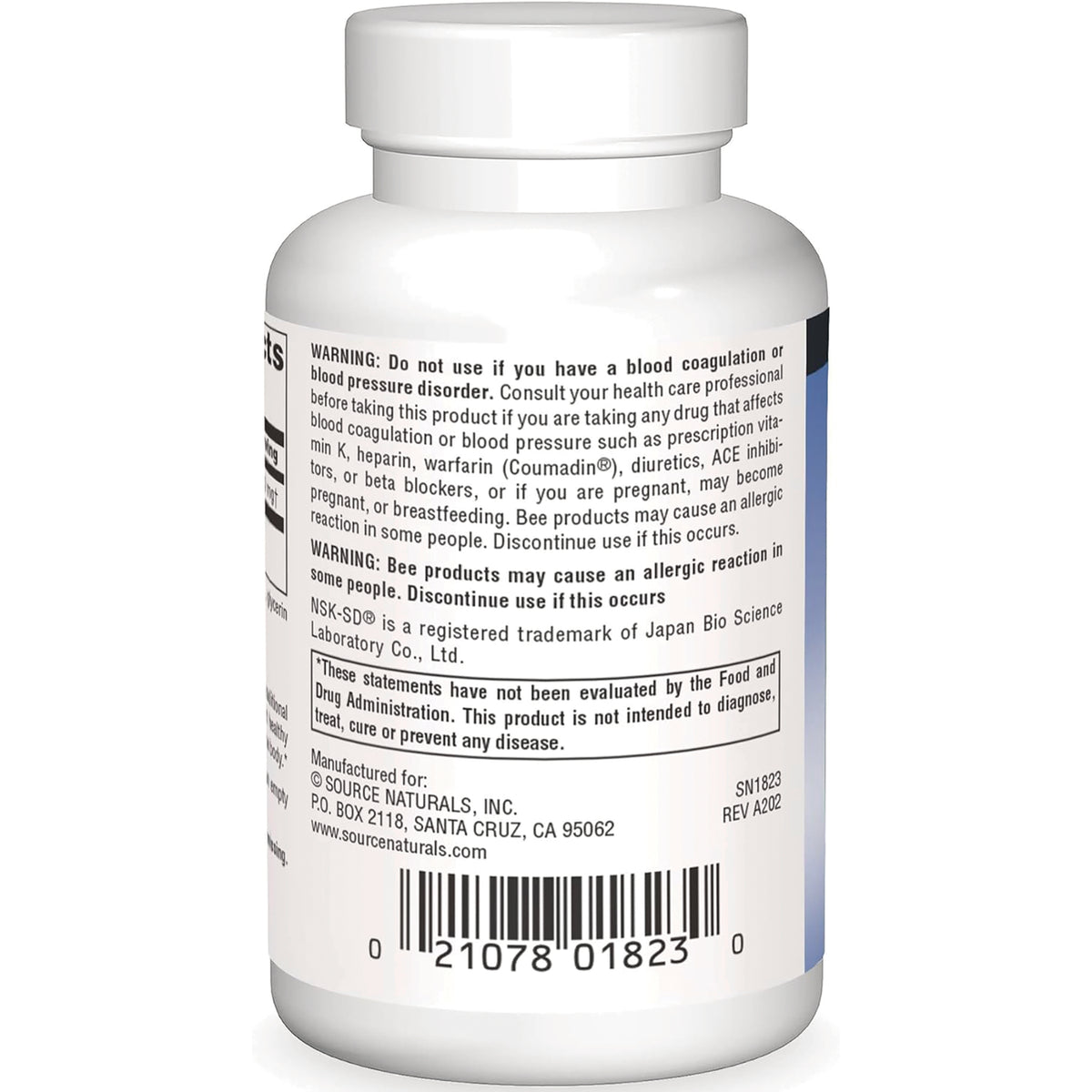 SN357 | Back label with warnings, FDA disclaimer, manufacturer info, and barcode