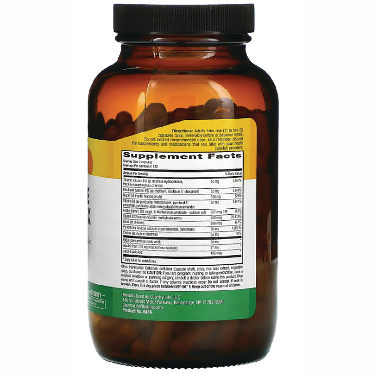 CRL562 | back label showing Supplement Facts panel and capsules inside amber bottle