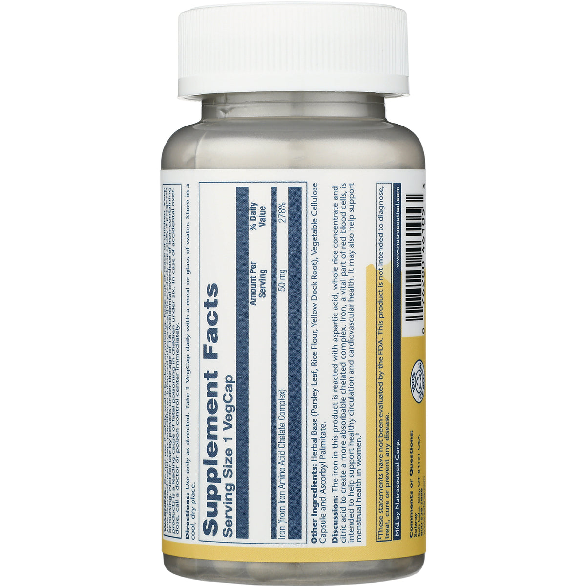 SLR363 | back of supplement bottle showing Supplement Facts panel, ingredients and barcode