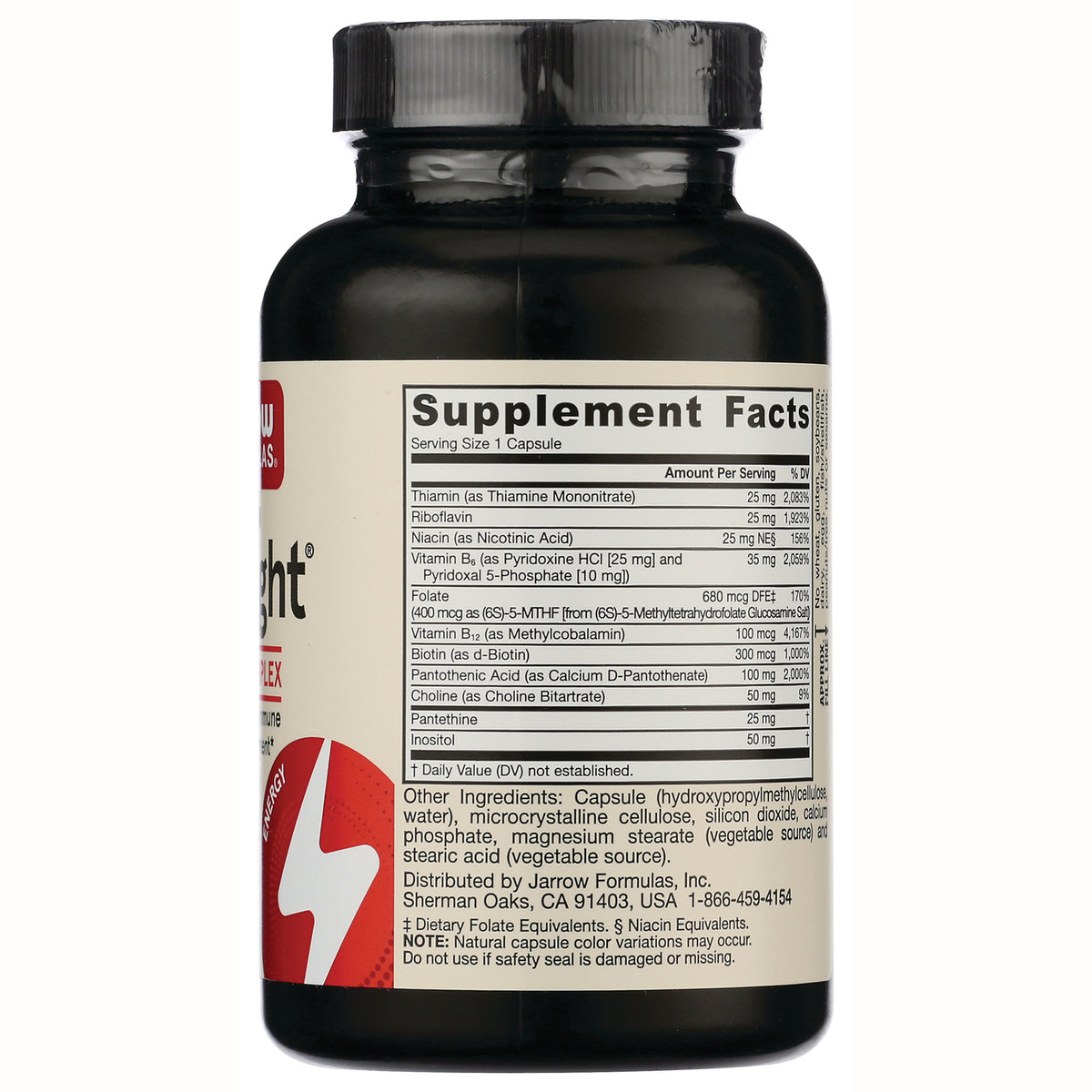 JR009 | supplement bottle back showing Supplement Facts panel and ingredient list