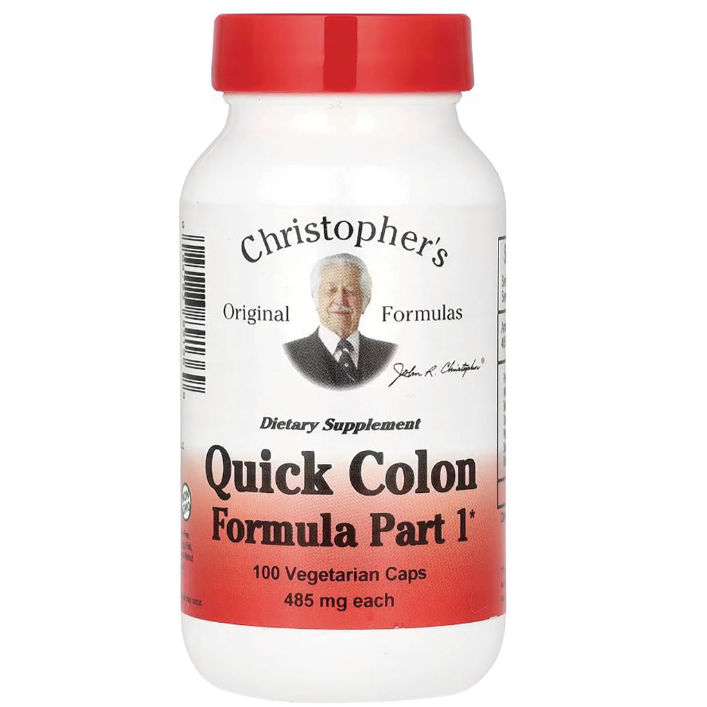 DCR008 | Christopher's Quick Colon Formula Part 1 dietary supplement bottle, 100 vegetarian caps 485 mg each - Thumbnail