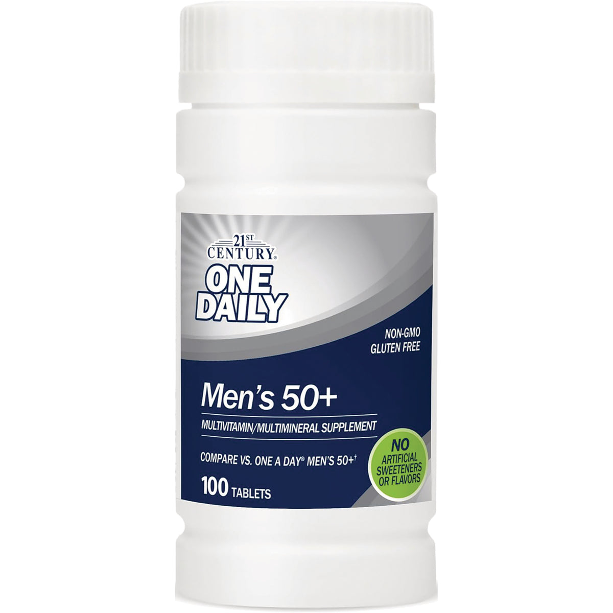 CNT220 | 21st Century One Daily Men's 50+ multivitamin bottle, 100 tablets, non-GMO gluten free