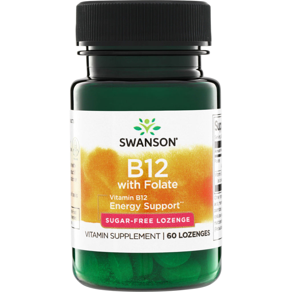 SWU790 | Swanson B12 with Folate sugar-free lozenge supplement, Energy Support, 60 lozenges - Thumbnail