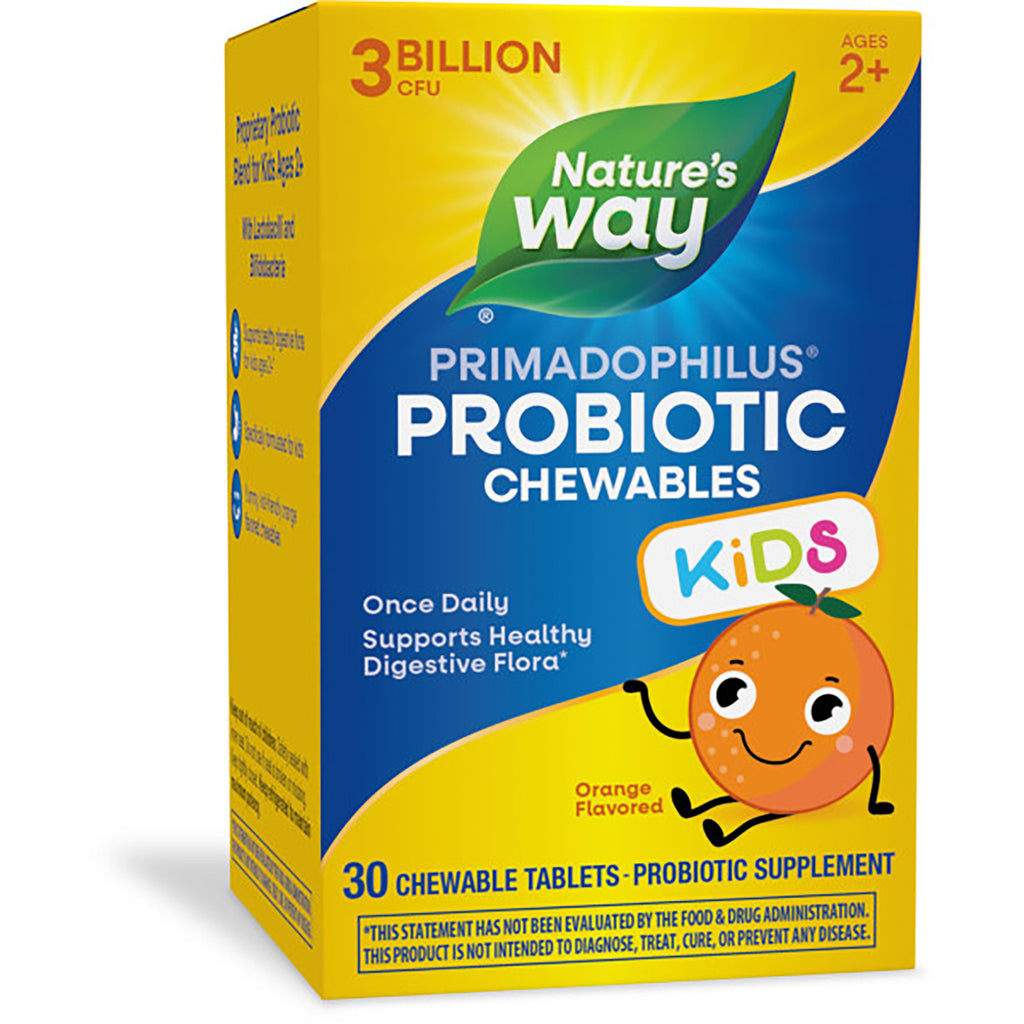 NW644 | Nature's Way Primadophilus Kids orange flavored box, 30 chewable tablets, true potency 3 billion CFU - Thumbnail