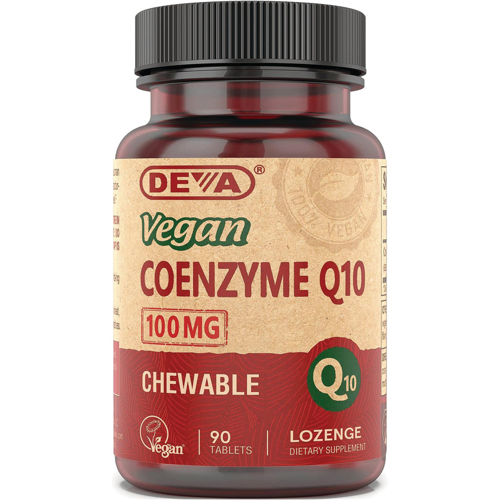 DEV037 | Vegan Coenzyme Q10 100 MG chewable lozenge bottle front label showing 90 tablets - Thumbnail