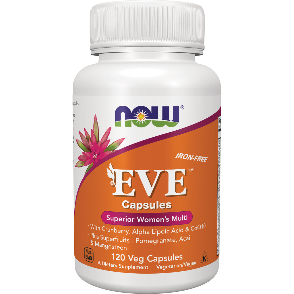 NWF476 | NOW EVE Capsules Superior Women's Multi bottle, orange label, 120 veg capsules, iron-free - Thumbnail