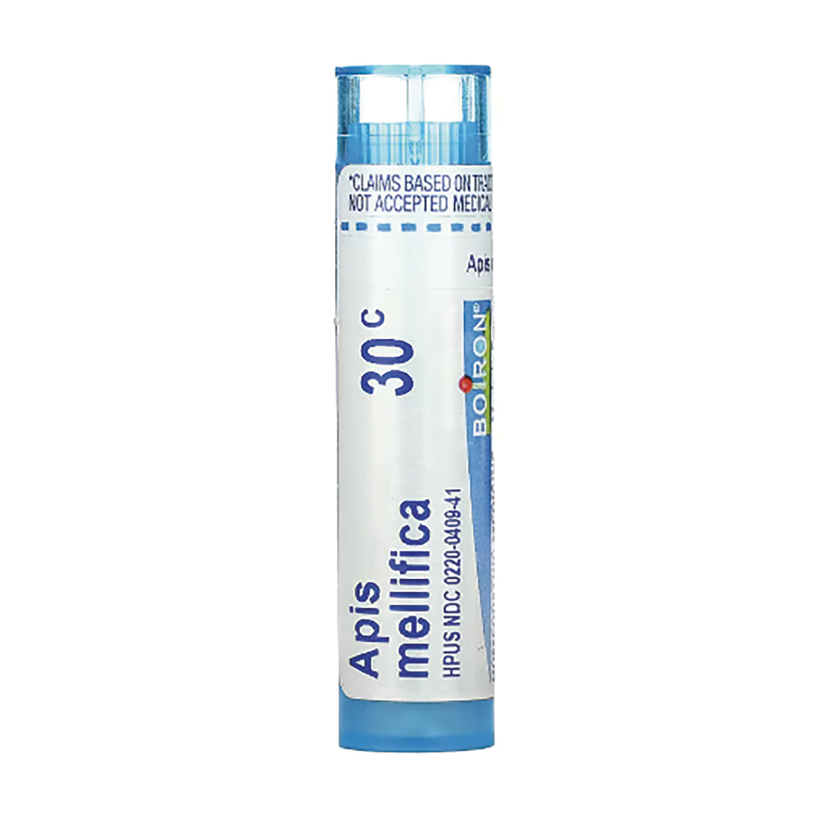 BRN055 | Apis mellifica 30C homeopathic pellet tube with blue cap and label