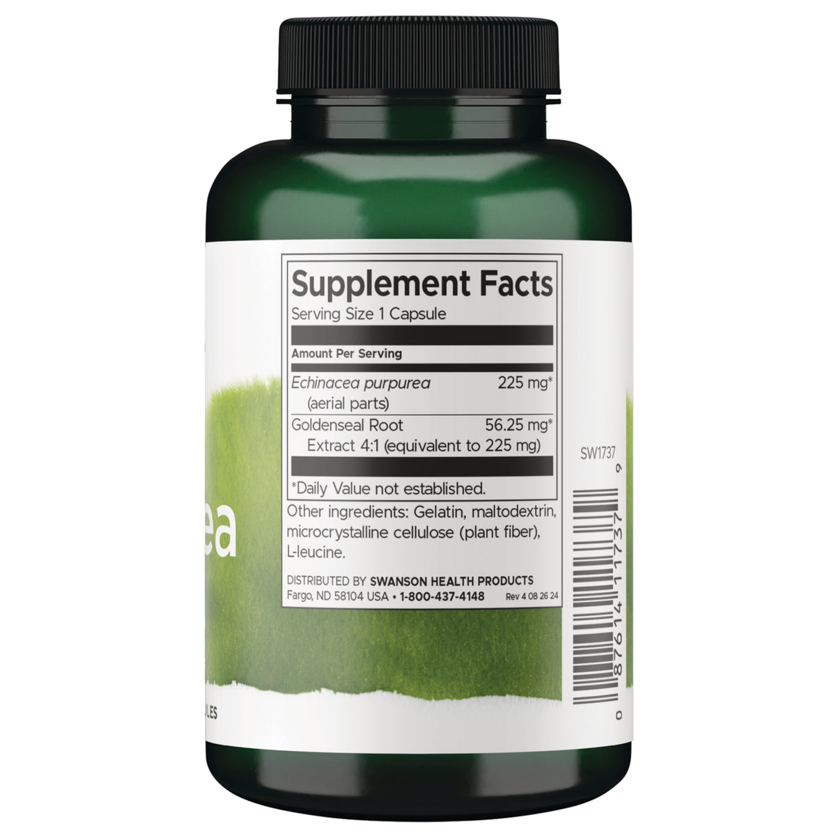 SW1737 | Back label with supplement facts and serving information