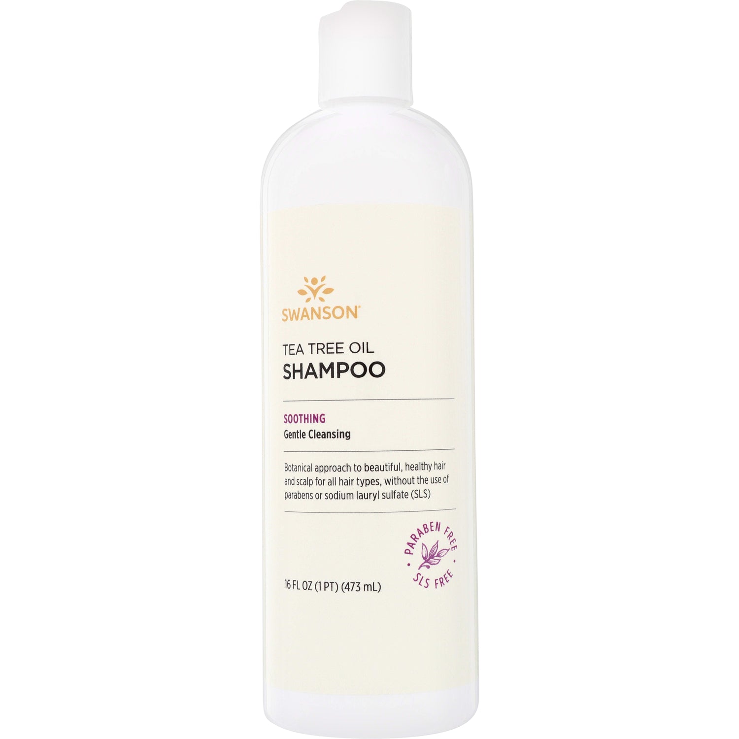 SWU744 | Swanson Tea Tree Oil Shampoo bottle, Soothing Gentle Cleansing, paraben and SLS free, 16 fl oz