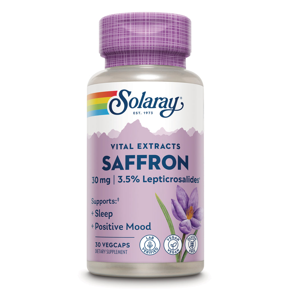 SLR545 | Solaray Vital Extracts Saffron 30 mg, 30 vegcaps dietary supplement, supports sleep and positive mood - Thumbnail