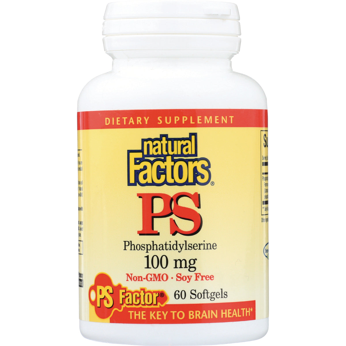 NFC025 | Natural Factors PS phosphatidylserine 100 mg bottle, 60 softgels, Non-GMO Soy Free