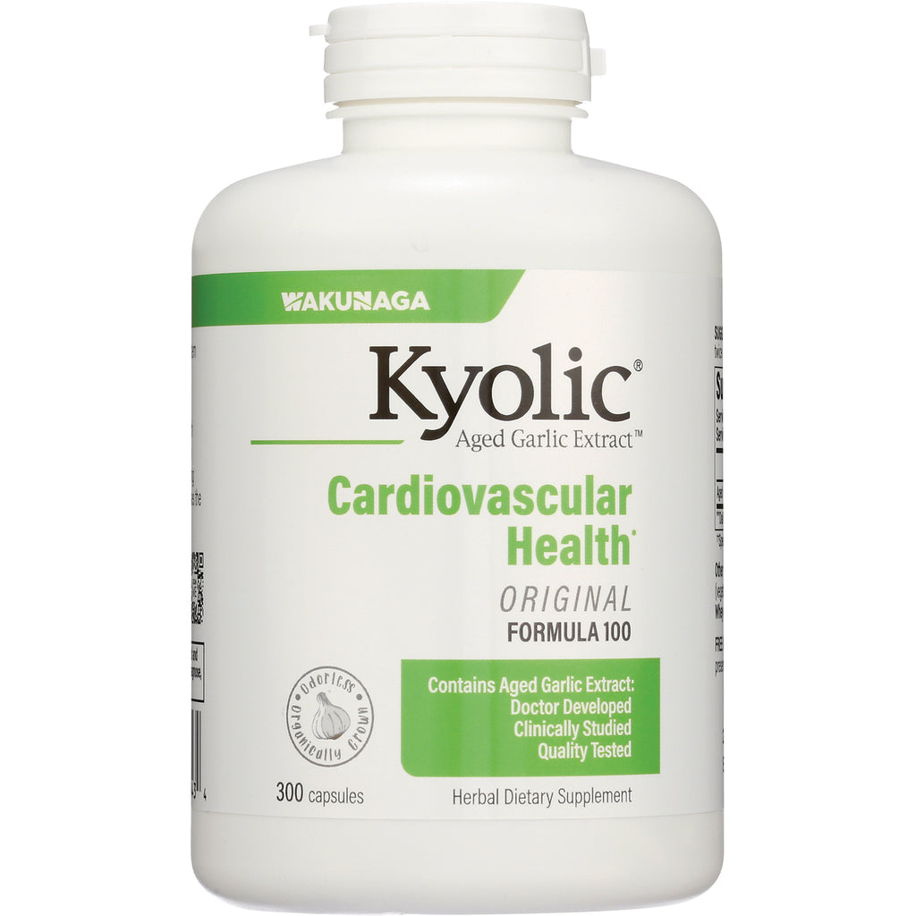 KY048 | Kyolic Aged Garlic Extract Cardiovascular Health bottle front label reading Original Formula 100, 300 capsules - Thumbnail