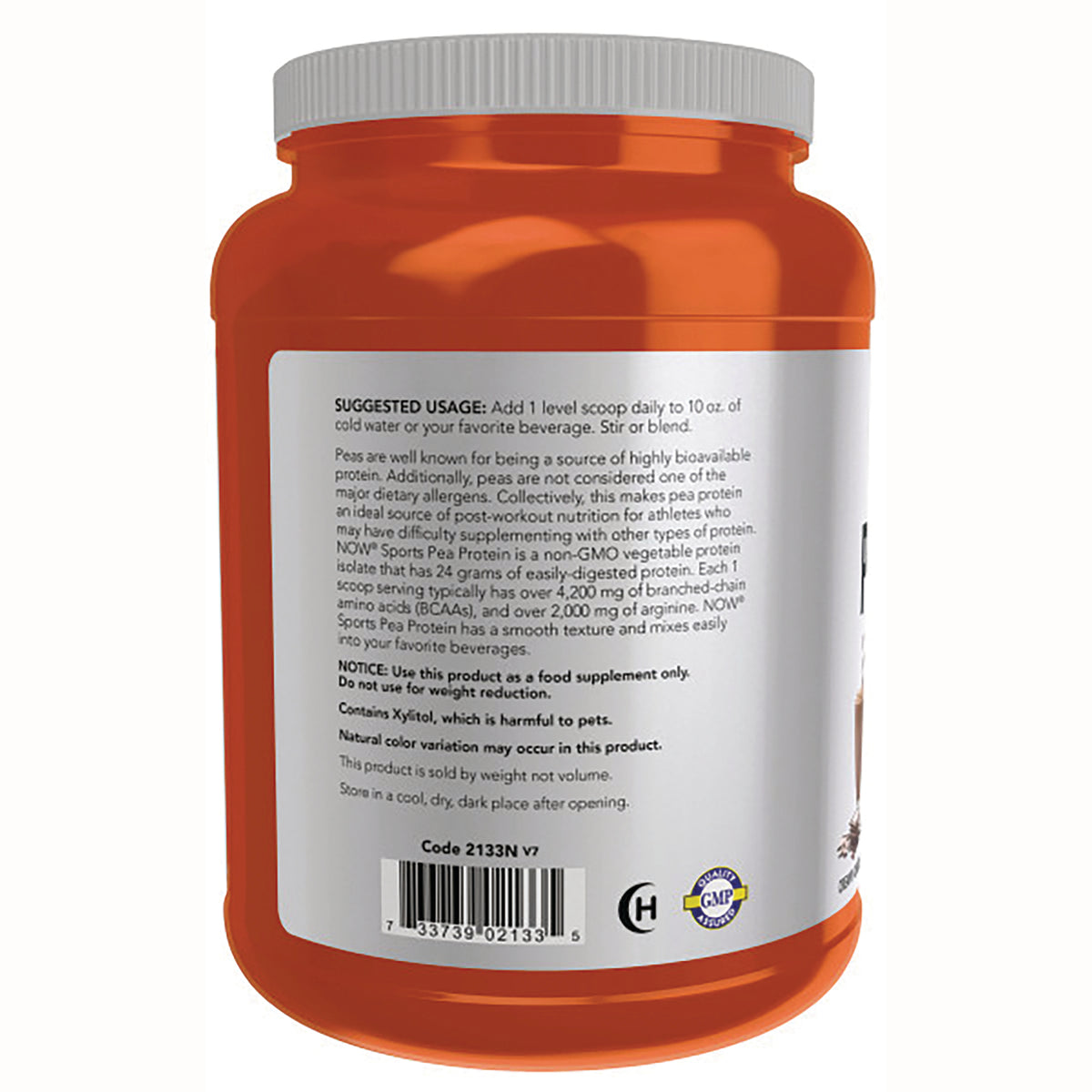 NWF1243 | back label of orange supplement jar showing suggested usage, warnings, and barcode