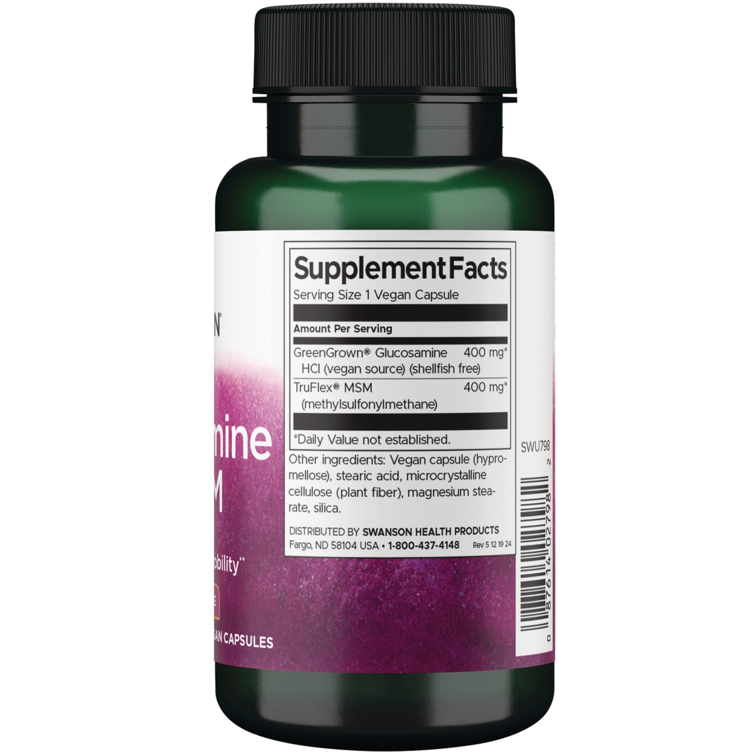 SWU798 | Back label with Supplement Facts
