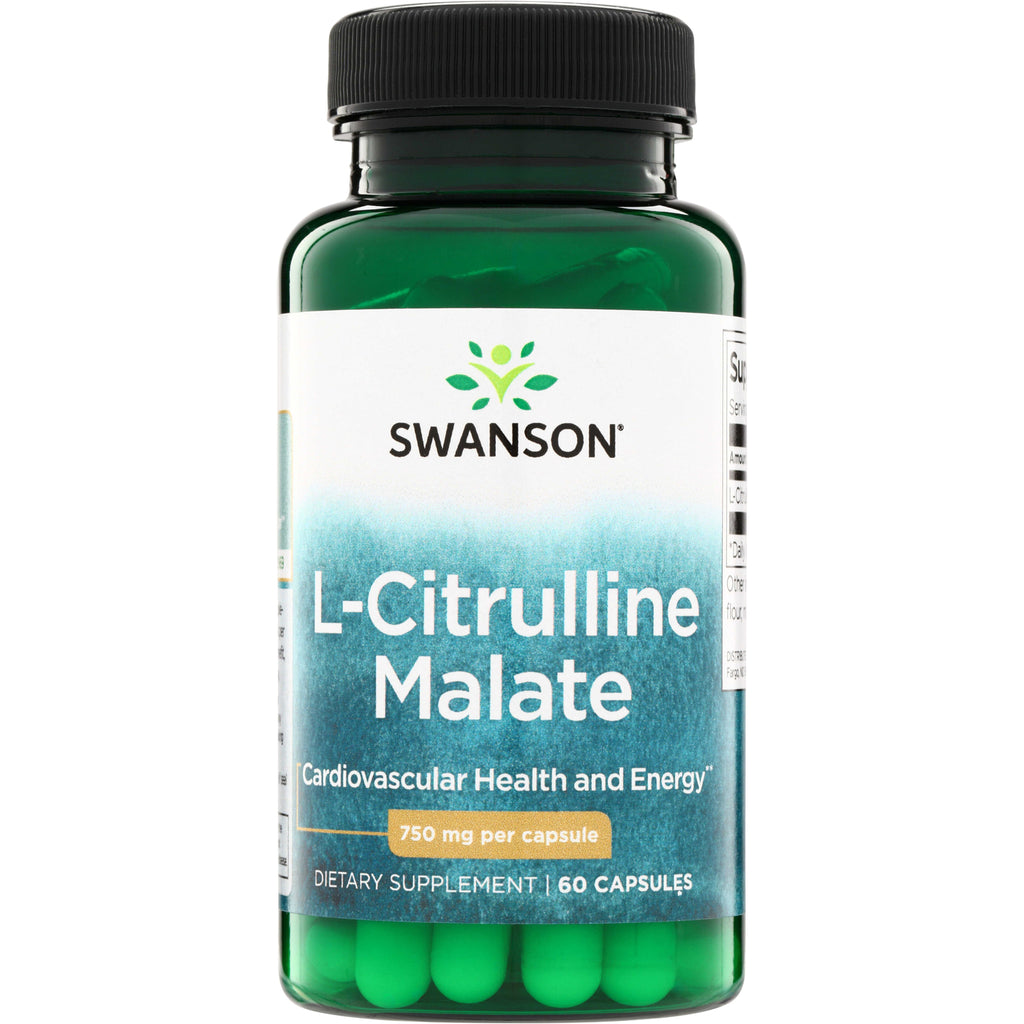 SW1591 | Swanson L-Citrulline Malate supplement bottle, 750 mg per capsule, 60 capsules - Thumbnail