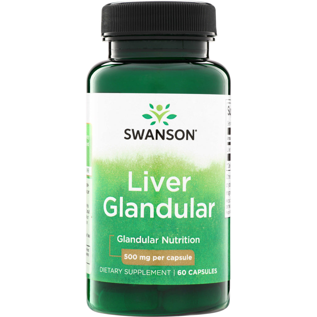 SW1224 | Swanson Liver Glandular supplement bottle, 500 mg per capsule, 60 capsules - Thumbnail