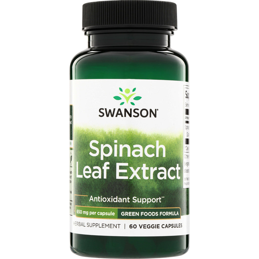 SWR087 | Swanson Spinach Leaf Extract, Antioxidant Support, 650 mg per capsule, 60 veggie capsules - Thumbnail