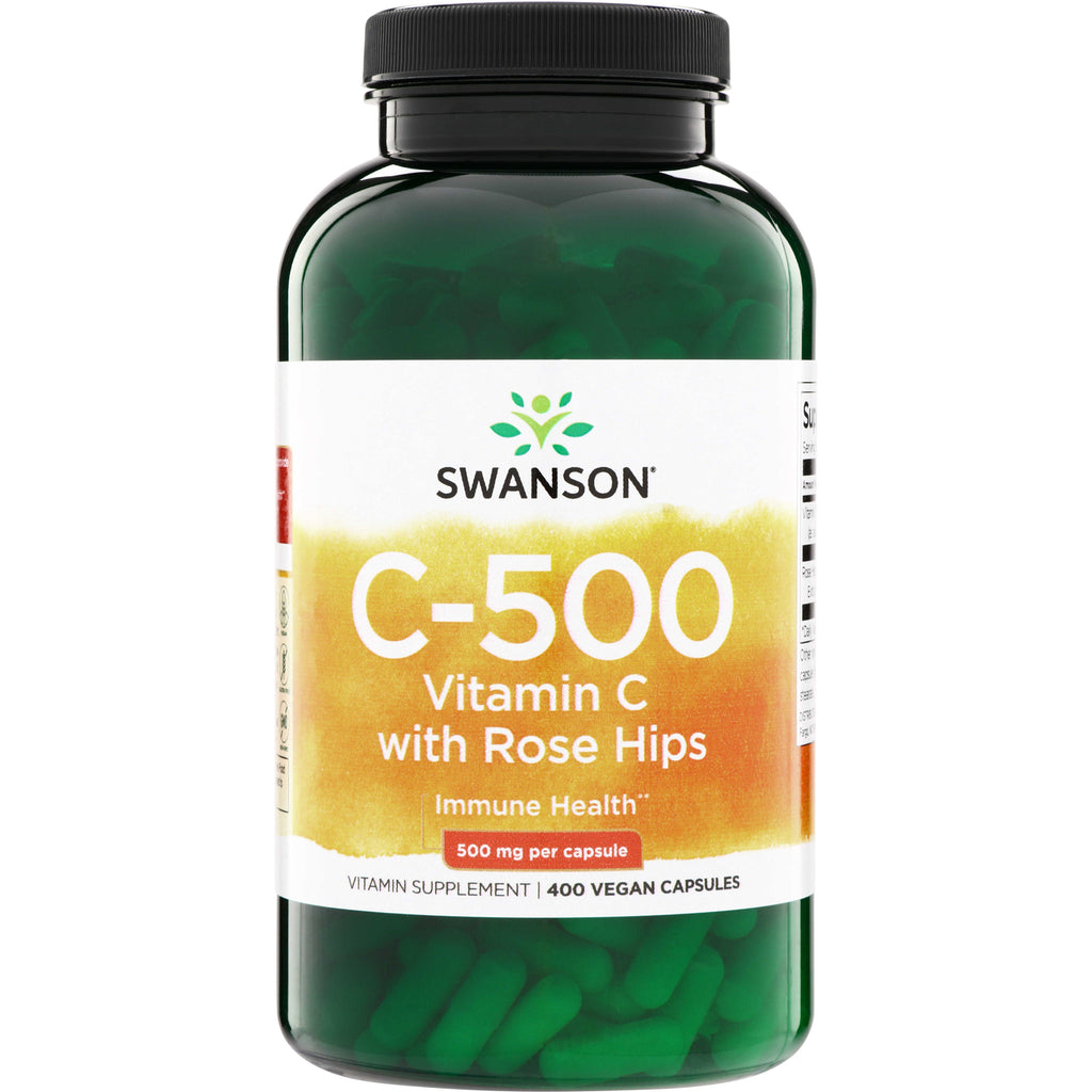 SW847 | Swanson C-500 Vitamin C with Rose Hips, 500 mg per capsule, 400 vegan capsules - Thumbnail