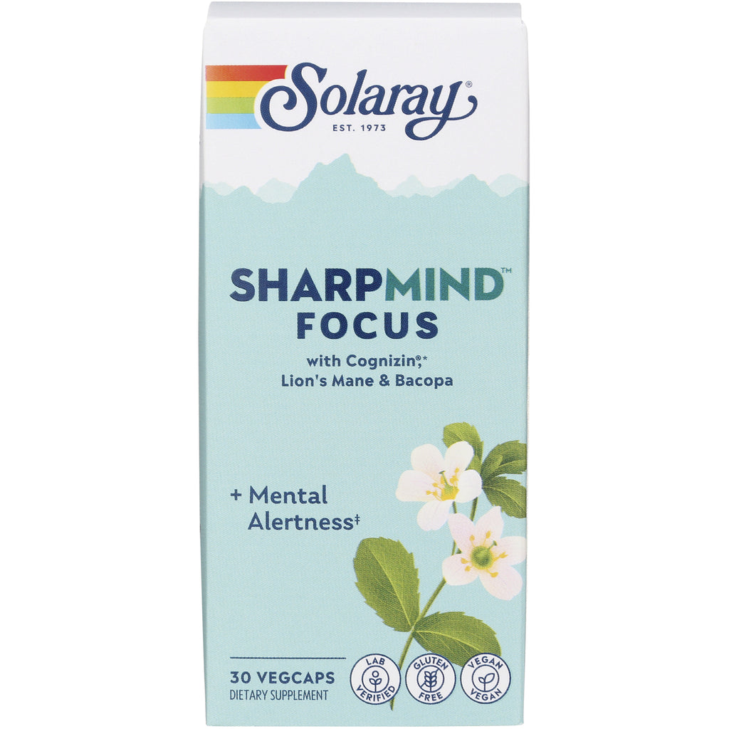 SLR490 | Solaray SharpMind Focus with Cognizin, Lions Mane & Bacopa, 30 vegcaps - Thumbnail