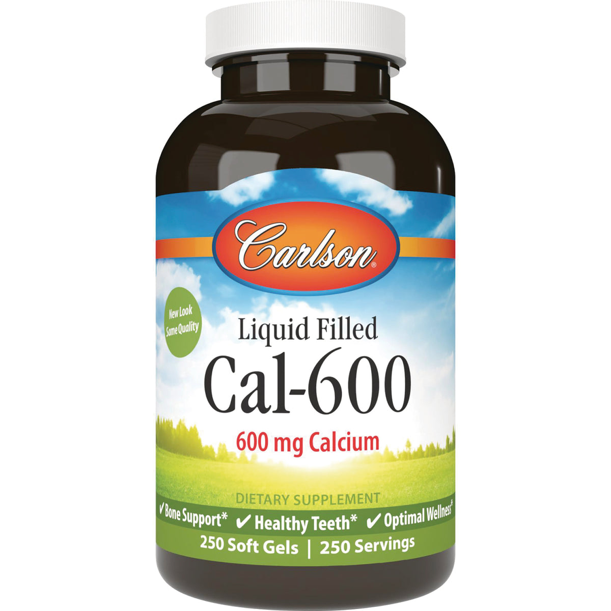 CSN313 | Carlson Liquid Filled Cal-600 bottle, 600 mg calcium, 250 soft gels