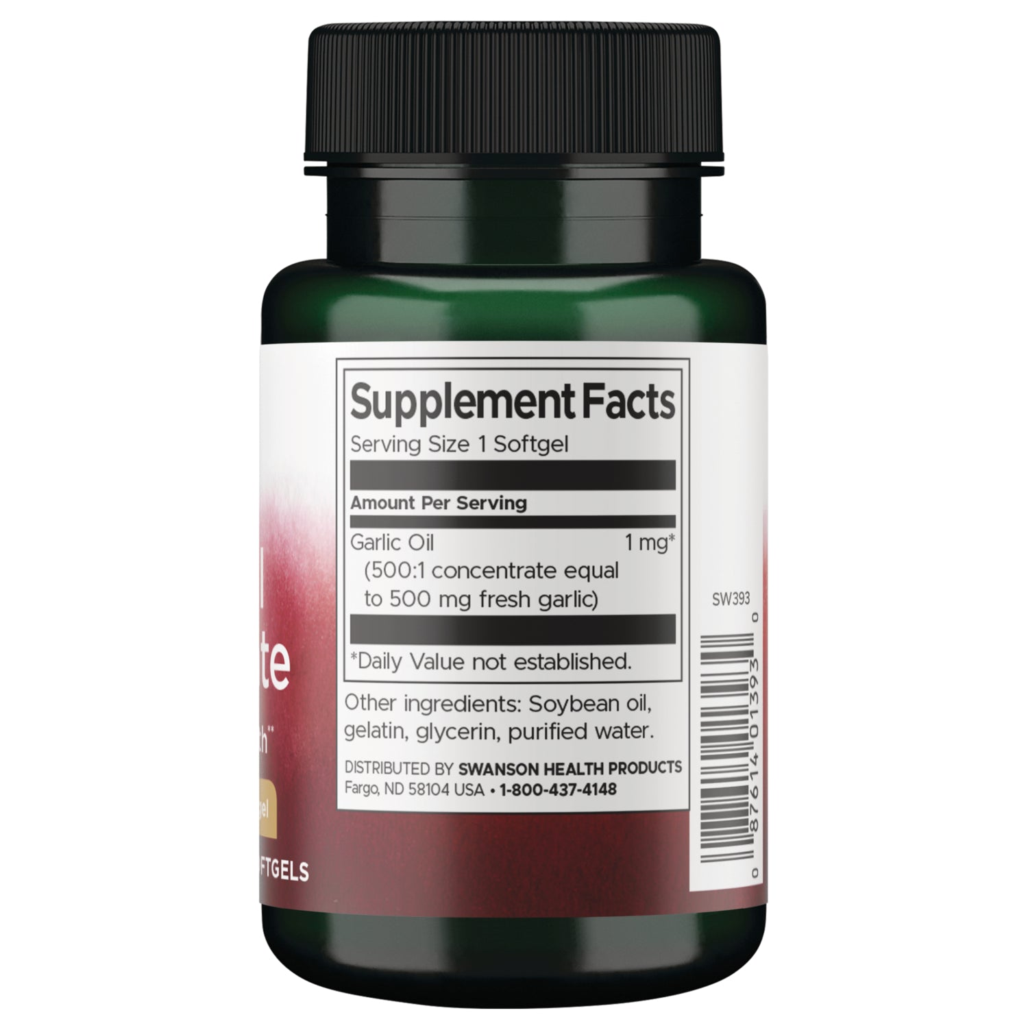 SW393 | Back of label with supplement facts and serving information