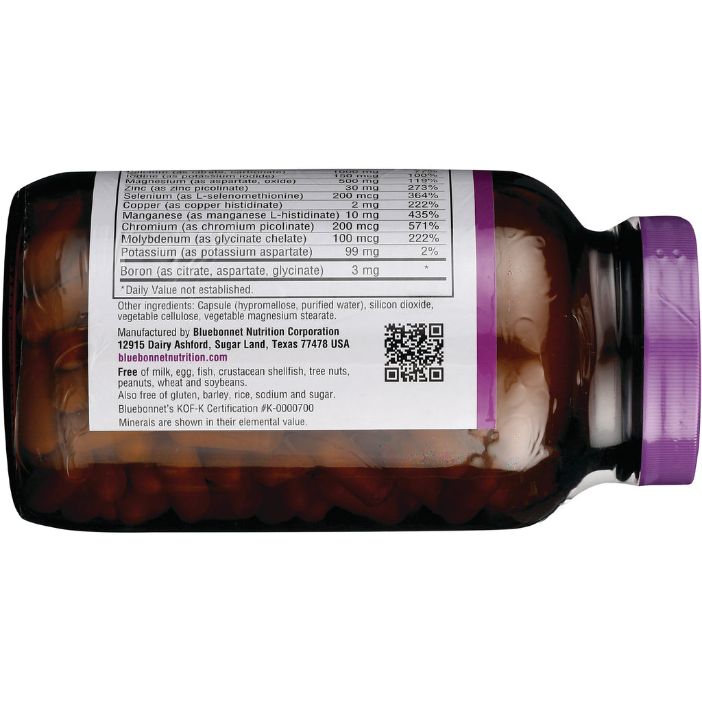BLU082 | back label showing supplement facts, ingredients and manufacturer info on brown bottle with purple cap - Thumbnail