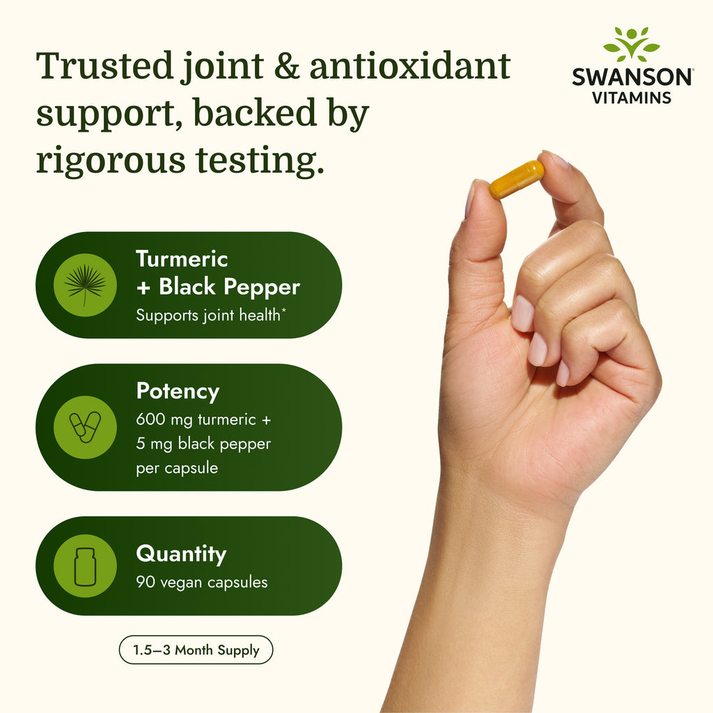 SW1877 | Turmeric and black pepper joint support infographic with potency and quantity details - Thumbnail