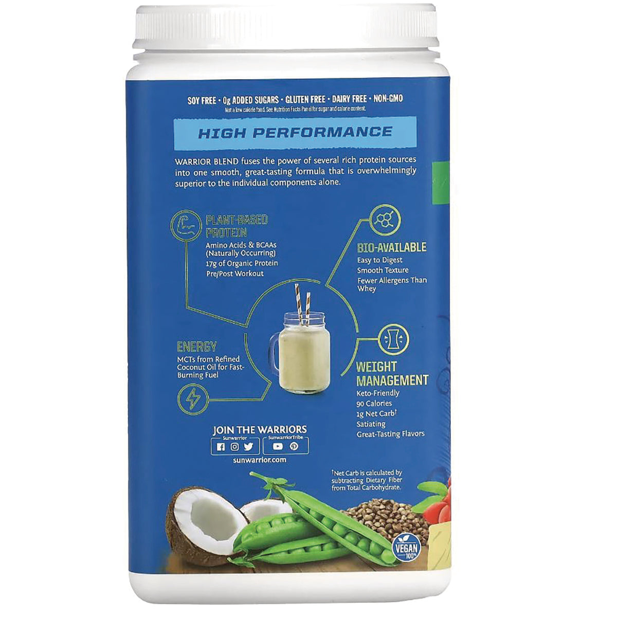 SNW023 | Protein powder infographic: High Performance, plant-based protein, bio-available, energy, weight management