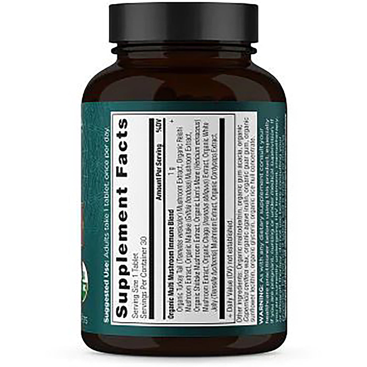 ATN071 | Back of brown supplement bottle showing Supplement Facts label and ingredient panel