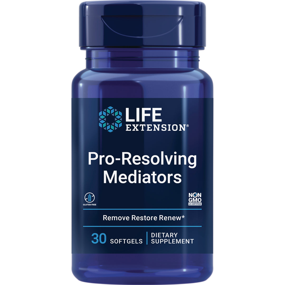 LE483 | Blue Life Extension bottle labeled Pro-Resolving Mediators 30 softgels dietary supplement