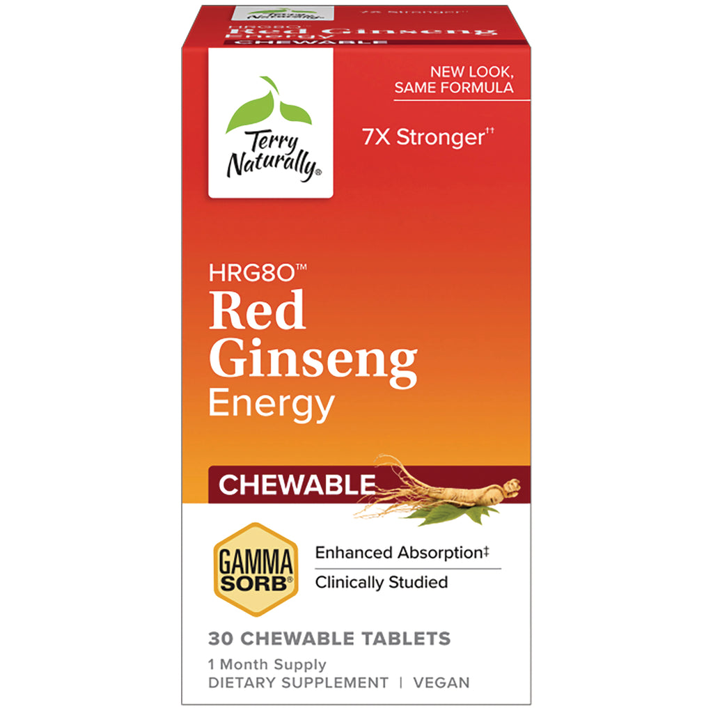 EUR066 | Terry Naturally Red Ginseng Energy chewable box with GAMMA SORB badge, 30 chewable tablets - Thumbnail