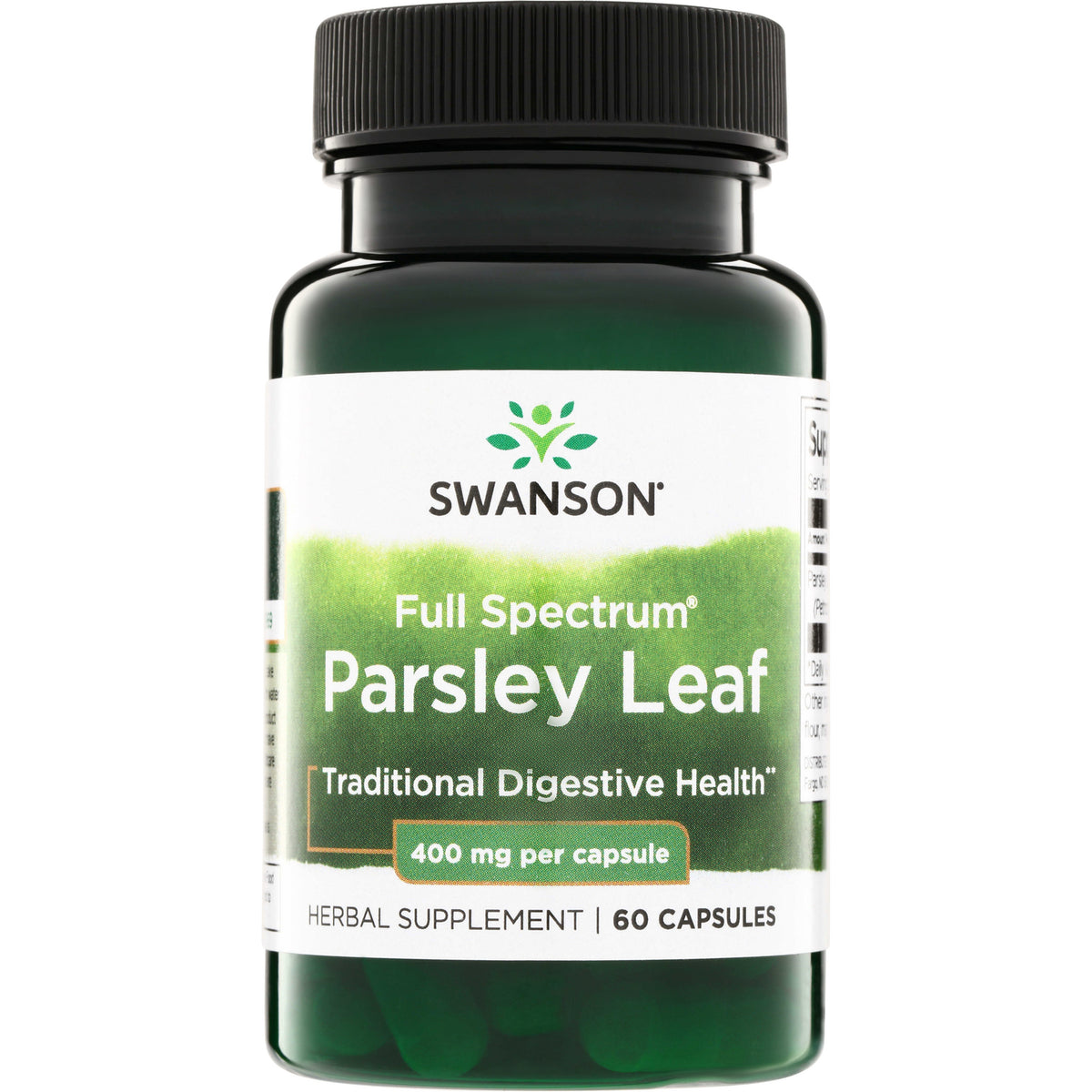SW1266 | Swanson Full Spectrum Parsley Leaf herbal supplement, 400 mg per capsule, 60 capsules