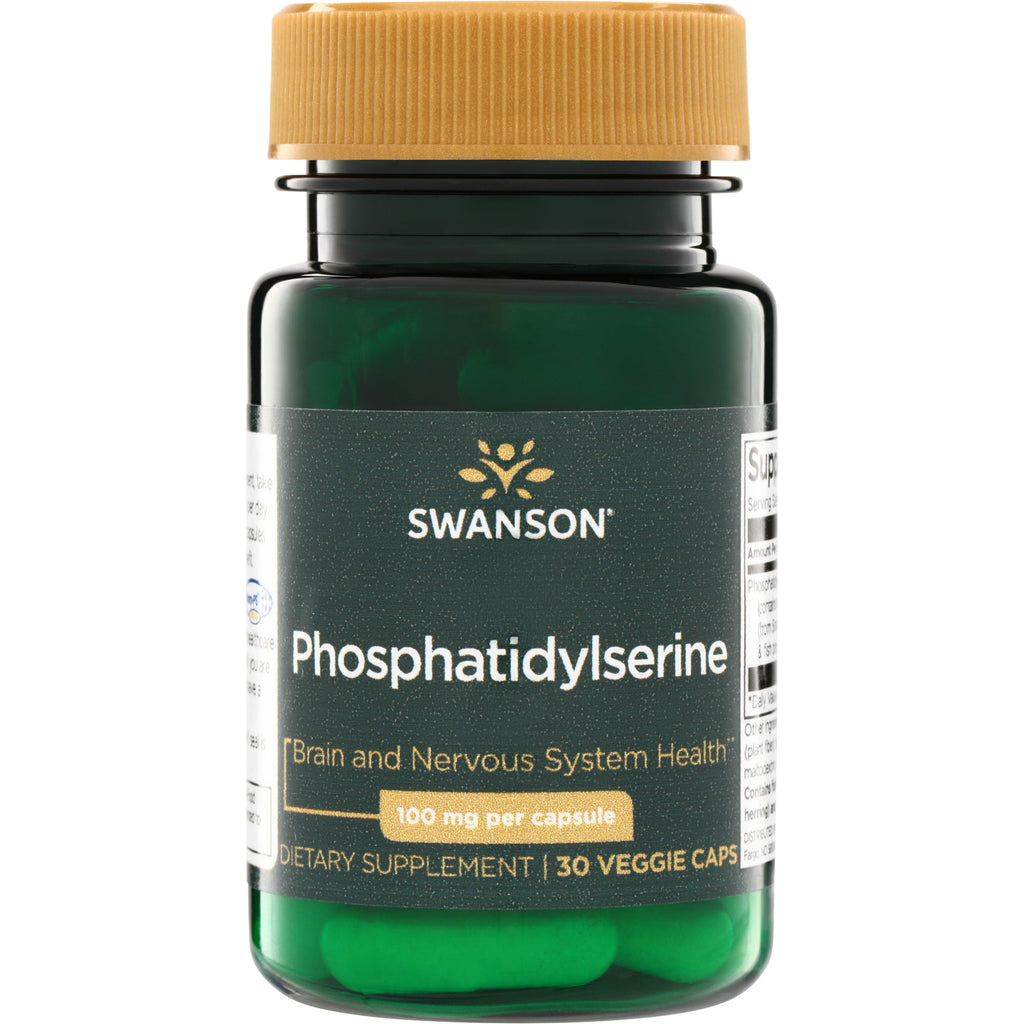 SWU899 | Swanson Phosphatidylserine supplement bottle, 100 mg per capsule, 30 veggie caps - Thumbnail