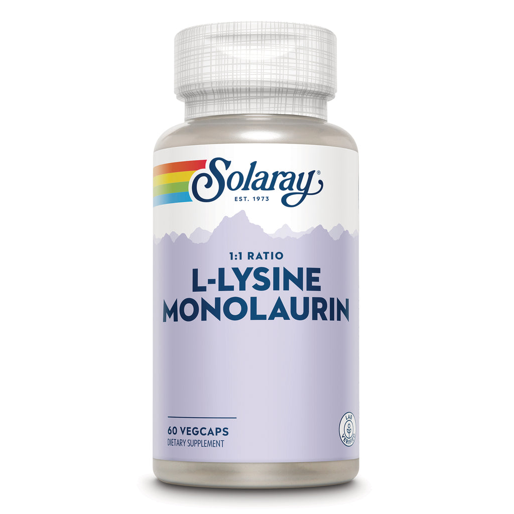 SLR547 | Solaray L-Lysine Monolaurin dietary supplement bottle, 60 vegcaps - Thumbnail