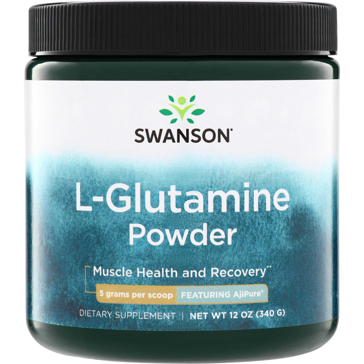 SWU428 | Swanson L-Glutamine Powder supplement, 12 oz jar, Muscle Health and Recovery, 5 grams per scoop