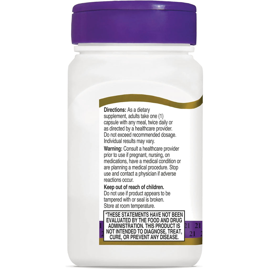 CNT211 | Back of white supplement bottle with purple cap showing directions, warning, and FDA disclaimer text - Thumbnail