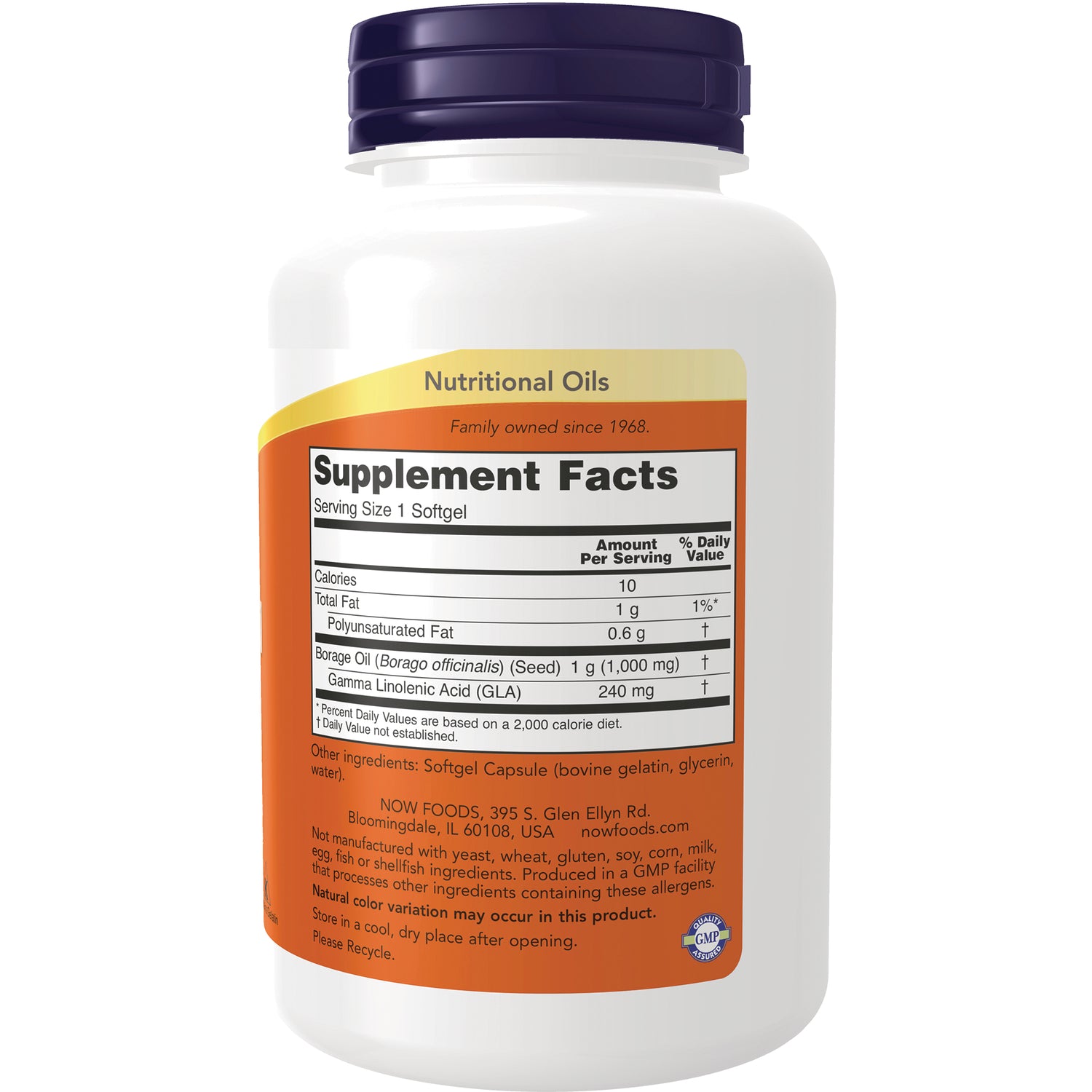 NWF798 | Back label of white supplement bottle showing Supplement Facts panel and ingredient text
