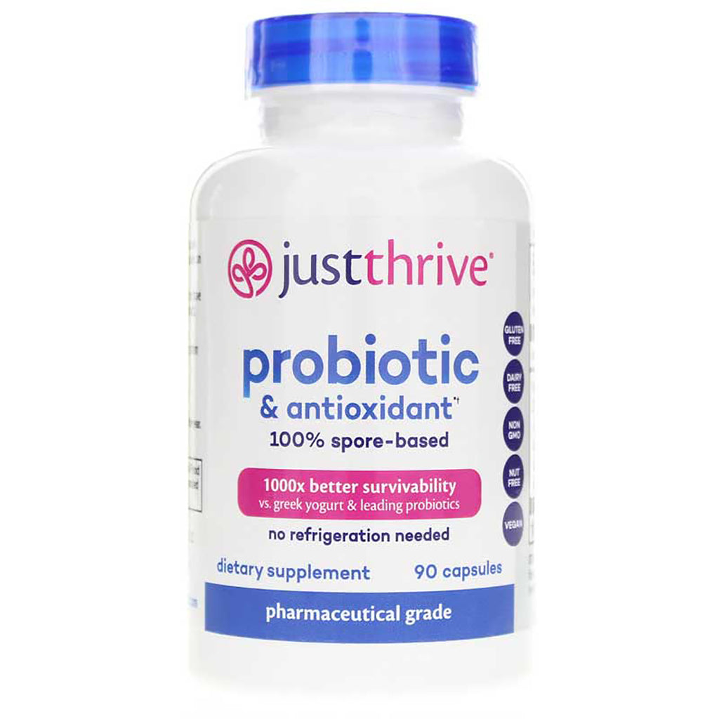 JTR003 | JustThrive probiotic & antioxidant white bottle, 100% spore-based, 90 capsules - Thumbnail