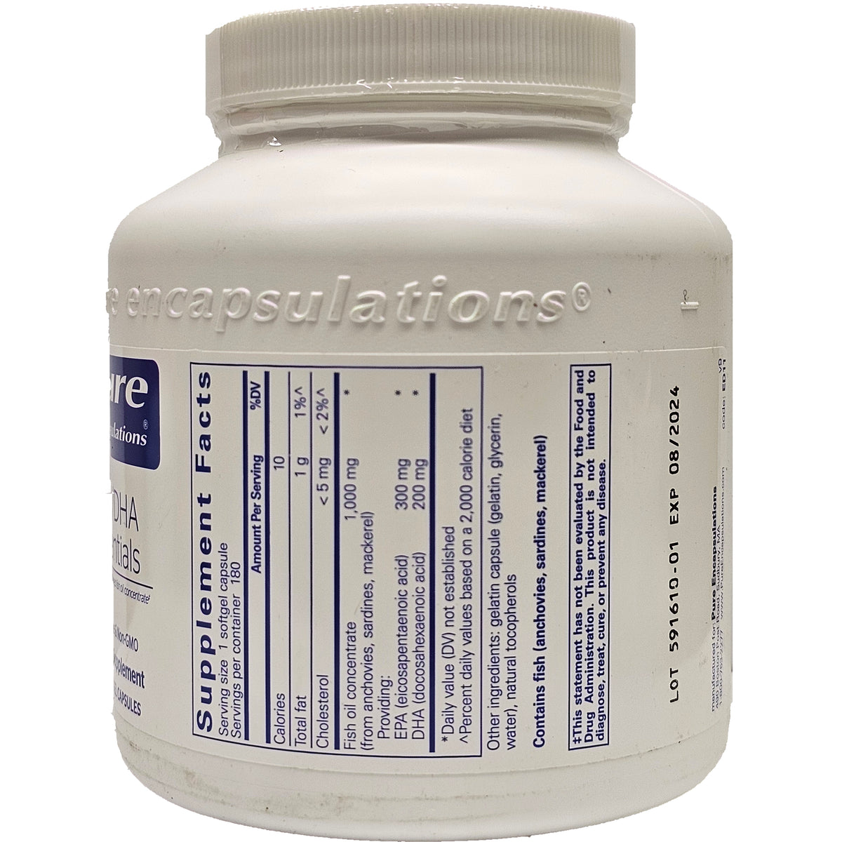 PRN045 | back label of white supplement bottle showing Supplement Facts panel and lot EXP 08/2024