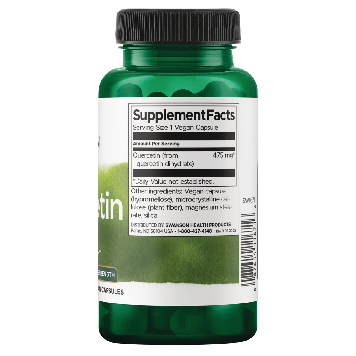 SW1671 | Back label with ingredients and serving information