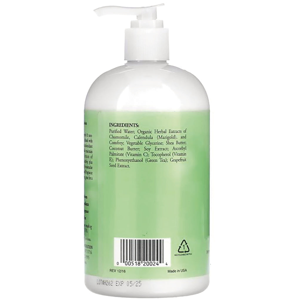 RBR002 | back of white pump bottle with green label showing ingredients list and barcode - Thumbnail