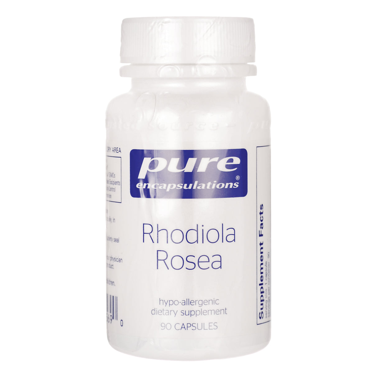 PRN128 | Pure Encapsulations Rhodiola Rosea supplement bottle labeled 90 CAPSULES