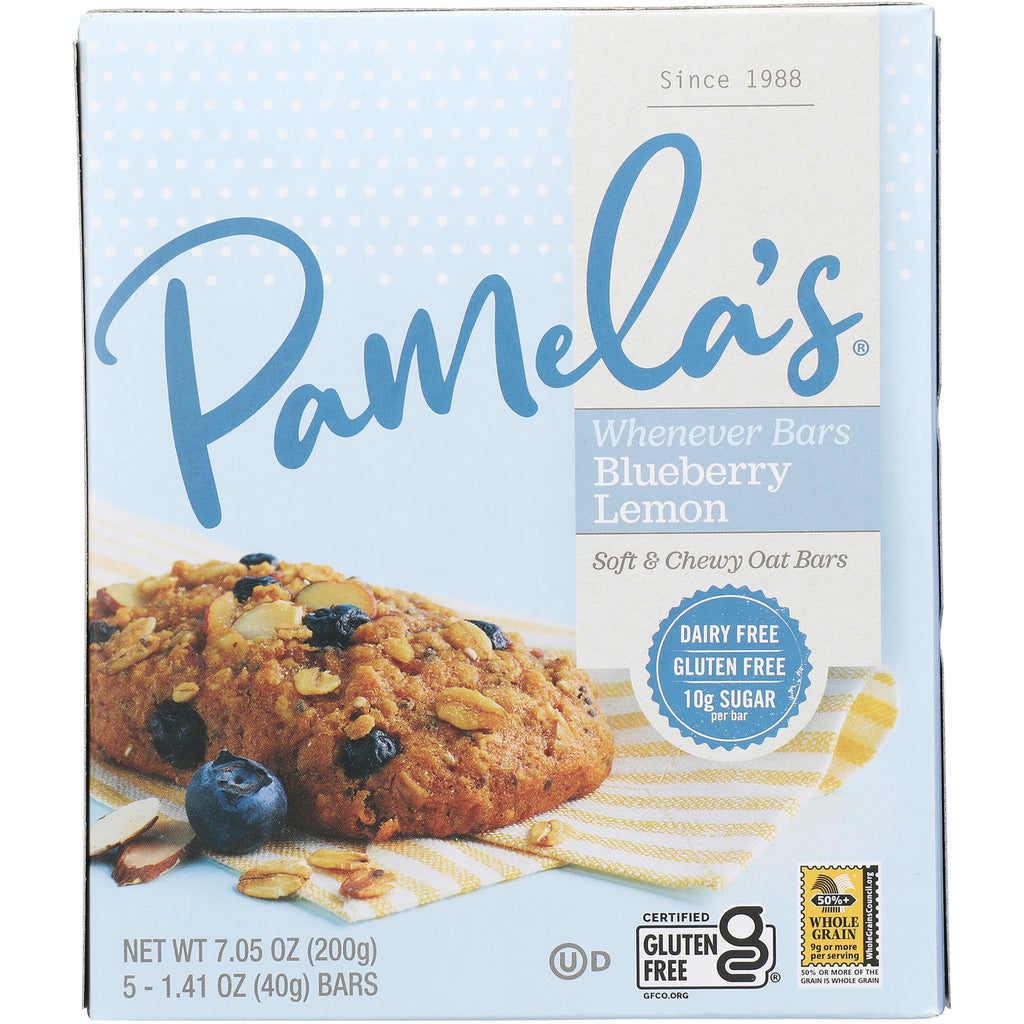 PAM014 | Pamela's Whenever Bars Blueberry Lemon soft and chewy oat bars box with blueberry oat bar photo - Thumbnail