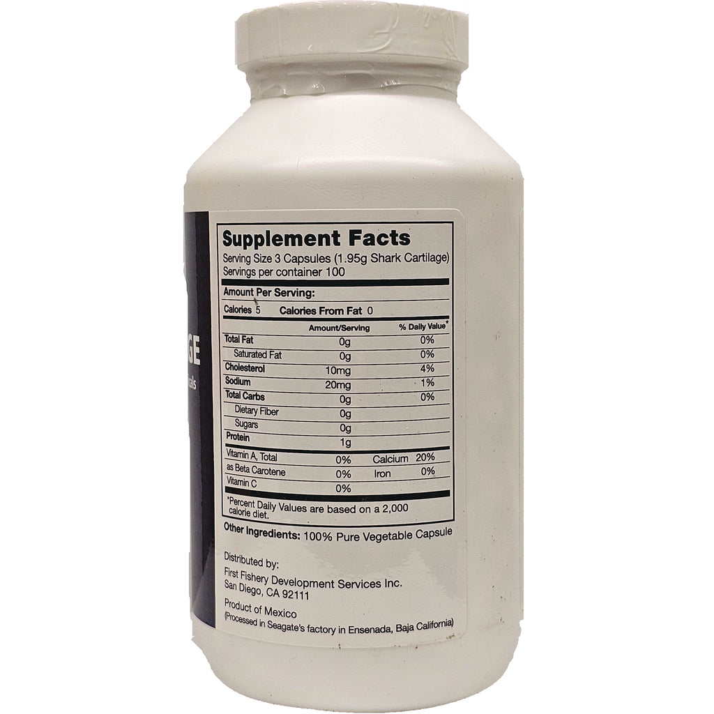 SEG009 | back of white supplement bottle showing Supplement Facts panel with serving size 3 capsules and nutrition facts - Thumbnail